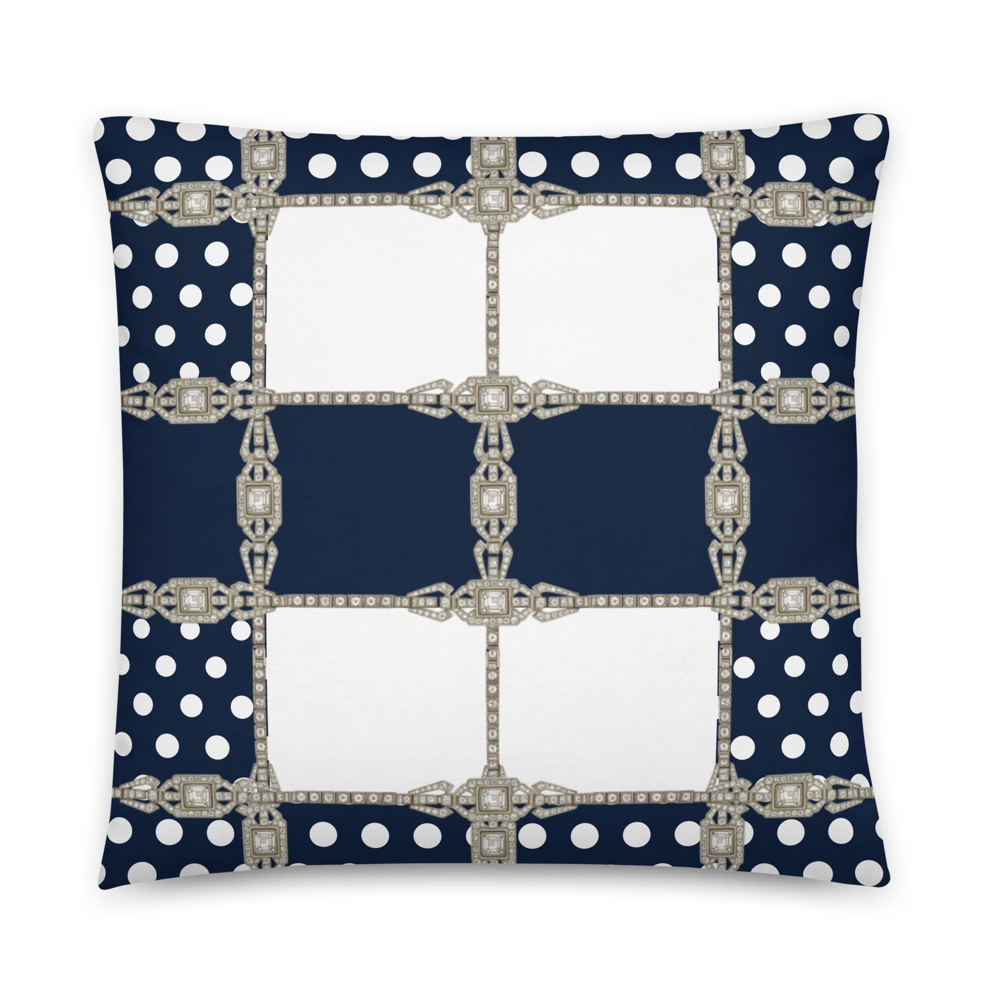 Navy Polkadot Reversible Cushion Cover Cushion Cover 22″×22″