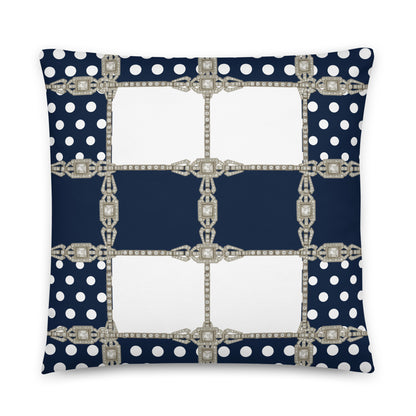 Navy Polkadot Reversible Cushion Cover Cushion Cover 22″×22″