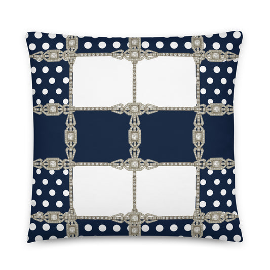 Navy Polkadot Reversible Cushion Cover Cushion Cover 22″×22″