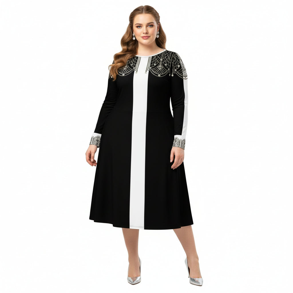 1920 Beaded Collar Midi Dress