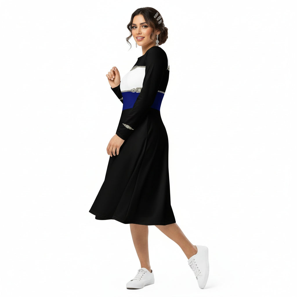 Rhinestone Tricolor Midi Dress