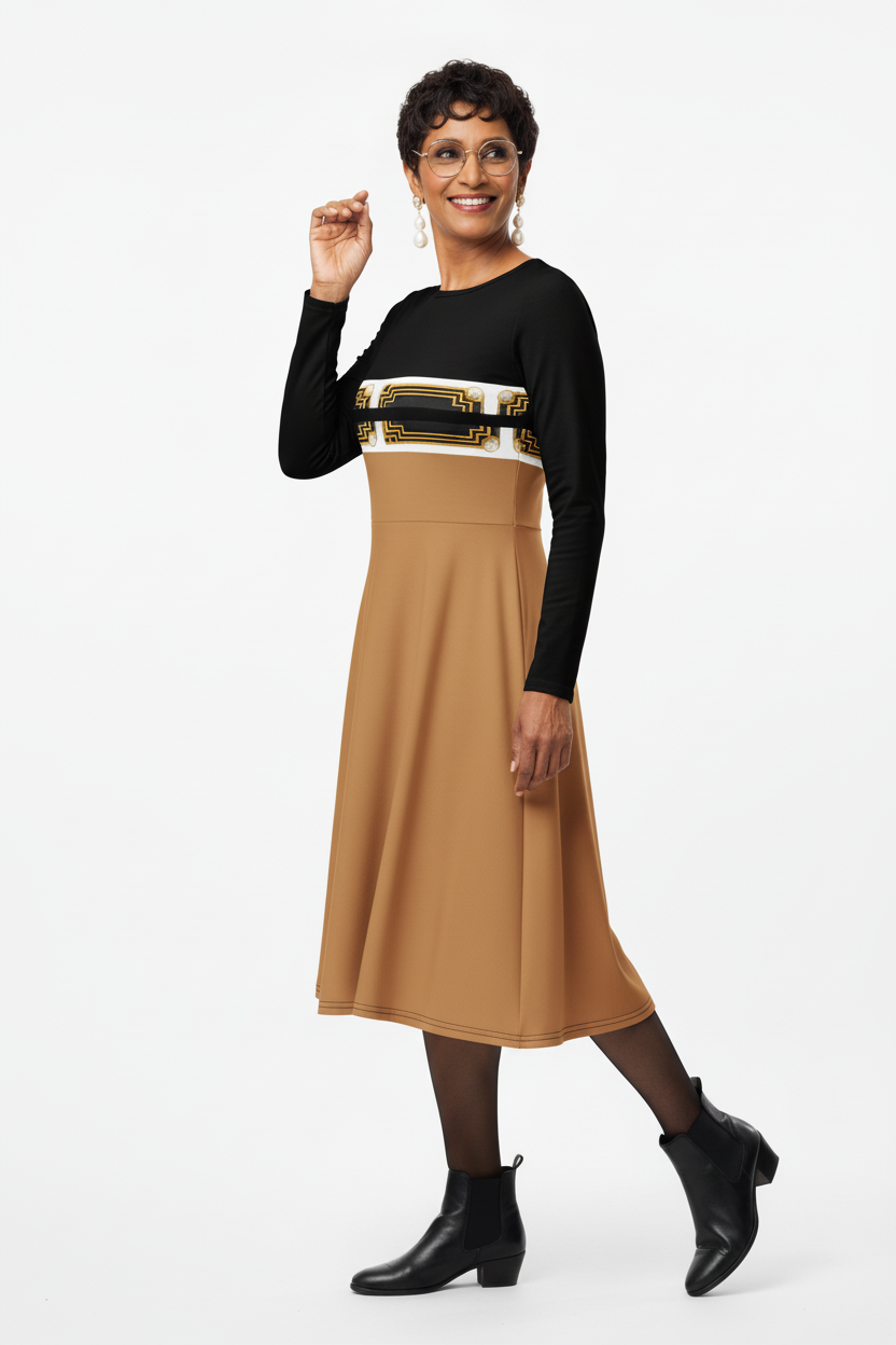 Egyptian Pharaoh Midi Dress - Black