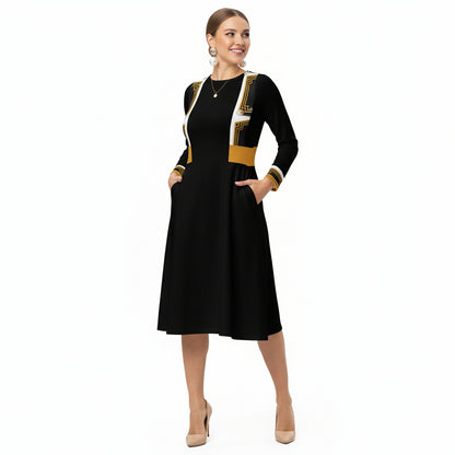 Metropolis Geometric Strap Midi Dress