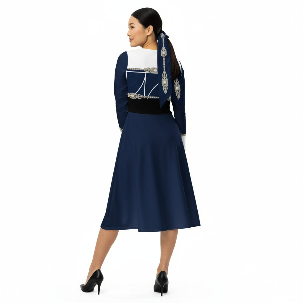 Rhinestone Tricolor Midi Dress
