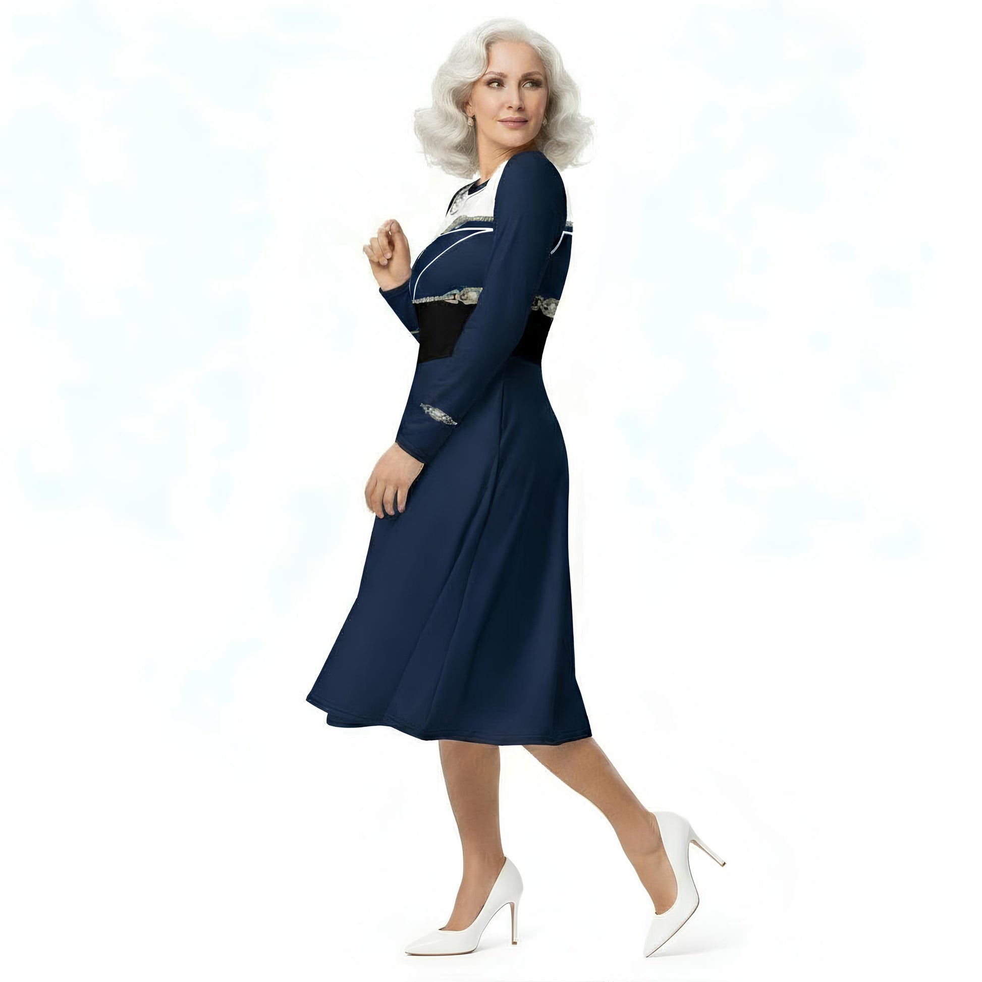 Rhinestone Tricolor Midi Dress