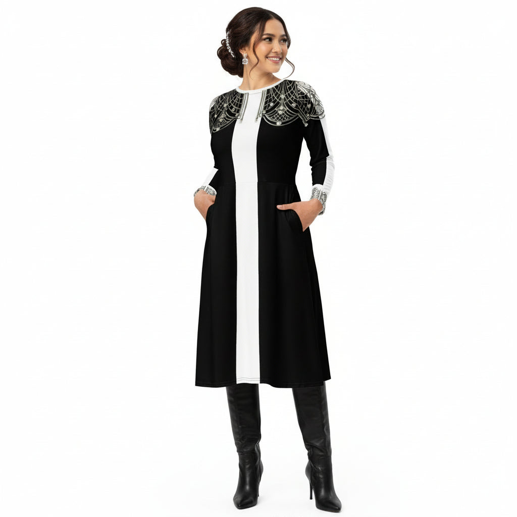 1920 Beaded Collar Midi Dress