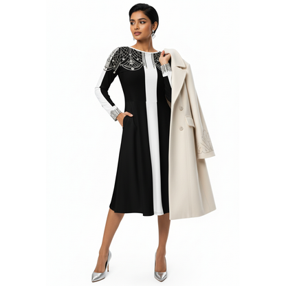 1920 Beaded Collar Midi Dress