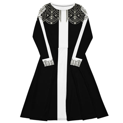 1920 Beaded Collar Midi Dress Black