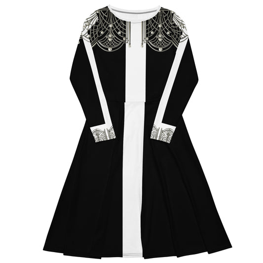 1920 Beaded Collar Midi Dress Black