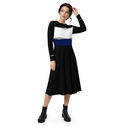Rhinestone Tricolor Midi Dress