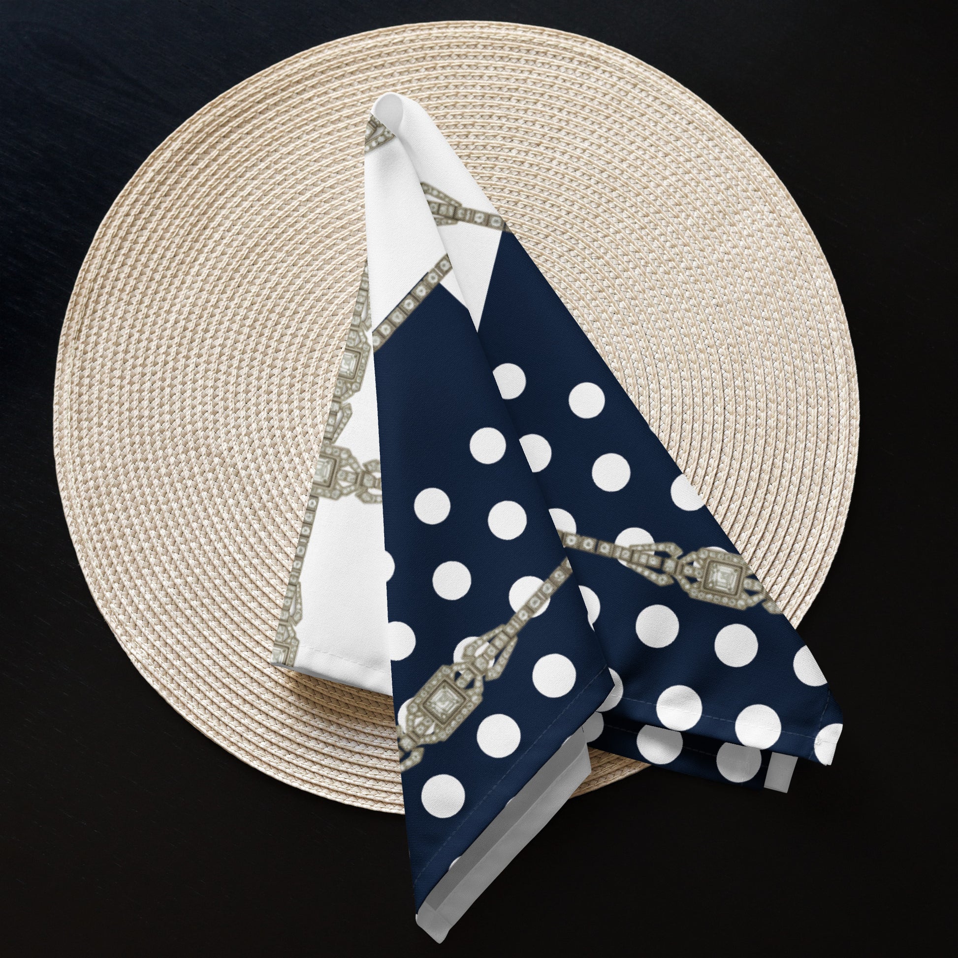 Polkadot Cloth Napkin Set - Navy