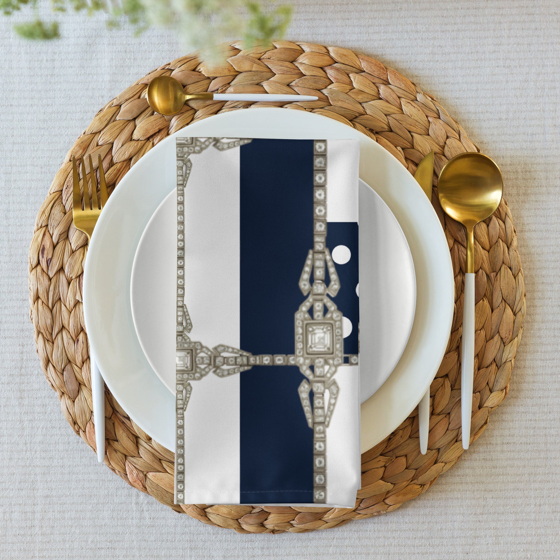 Polkadot Cloth Napkin Set - Navy