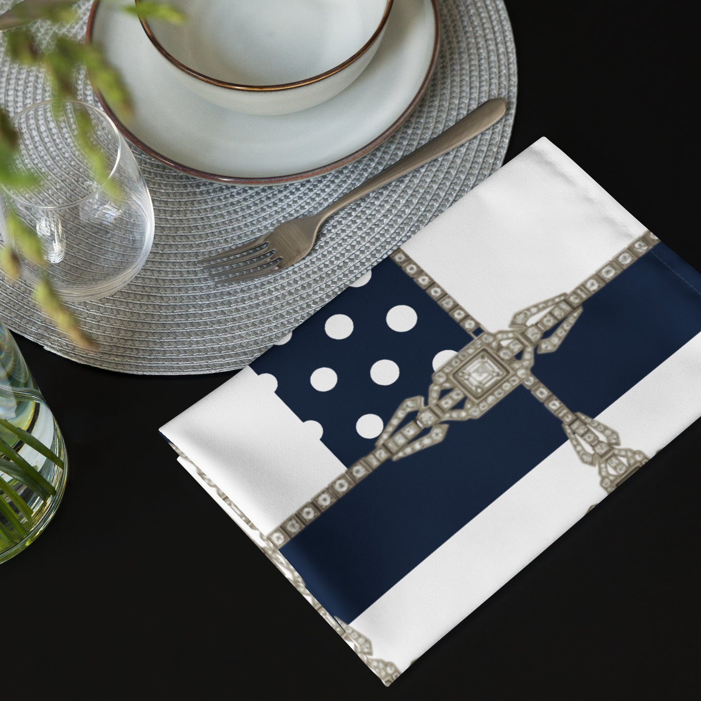 Polkadot Cloth Napkin Set - Navy