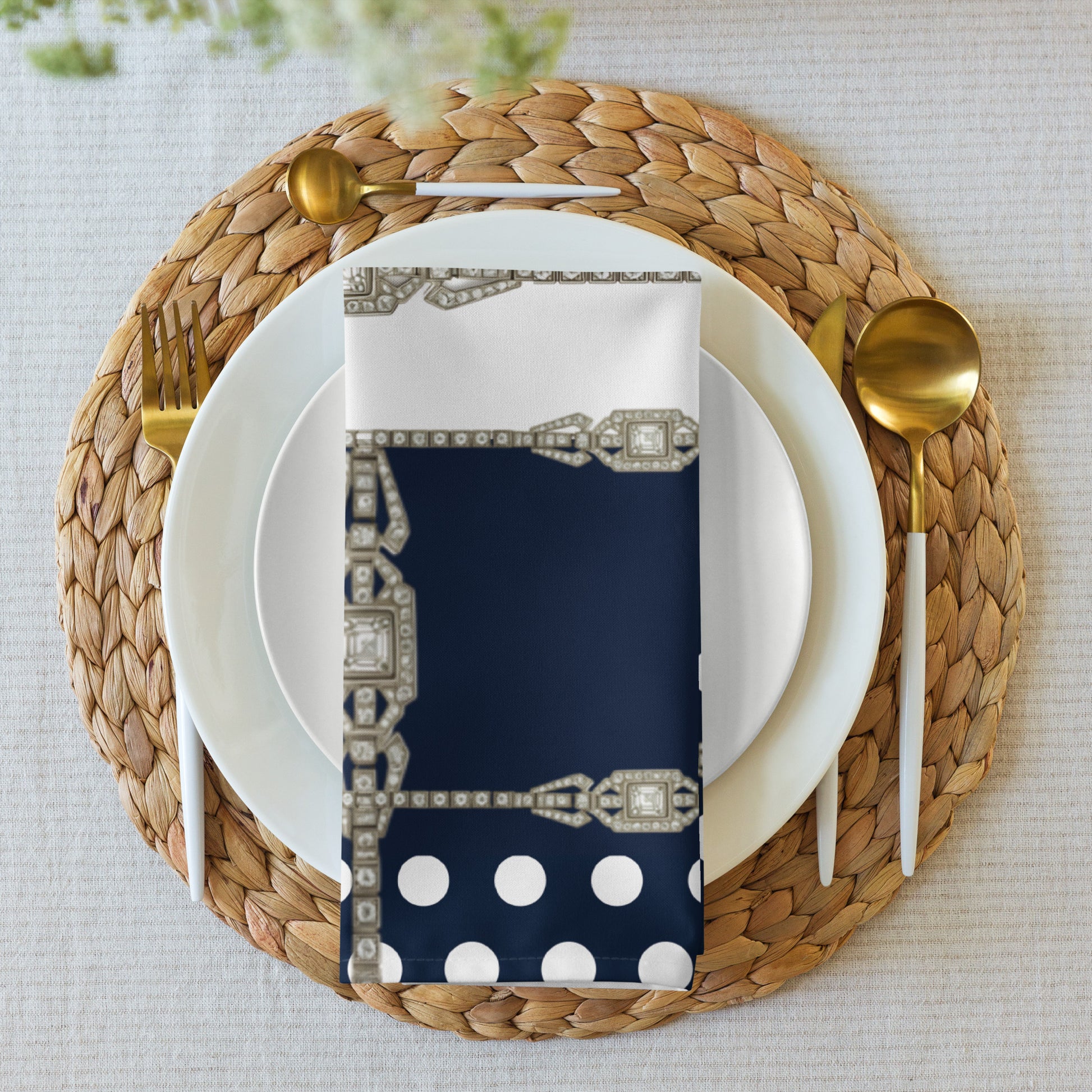 Polkadot Cloth Napkin Set - Navy