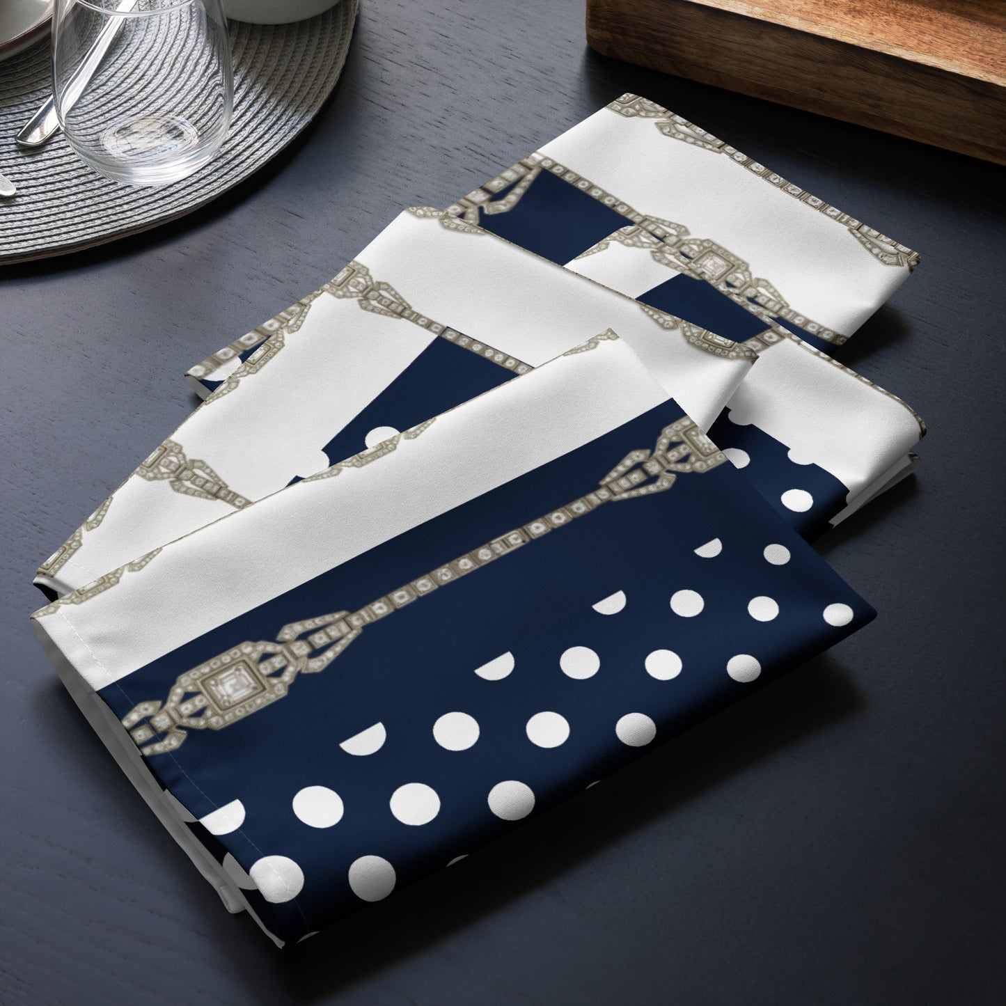 Polkadot Cloth Napkin Set - Navy