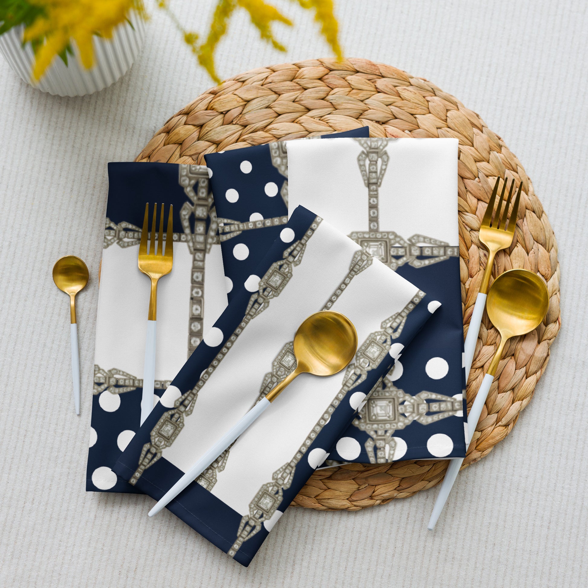 Polkadot Cloth Napkin Set - White