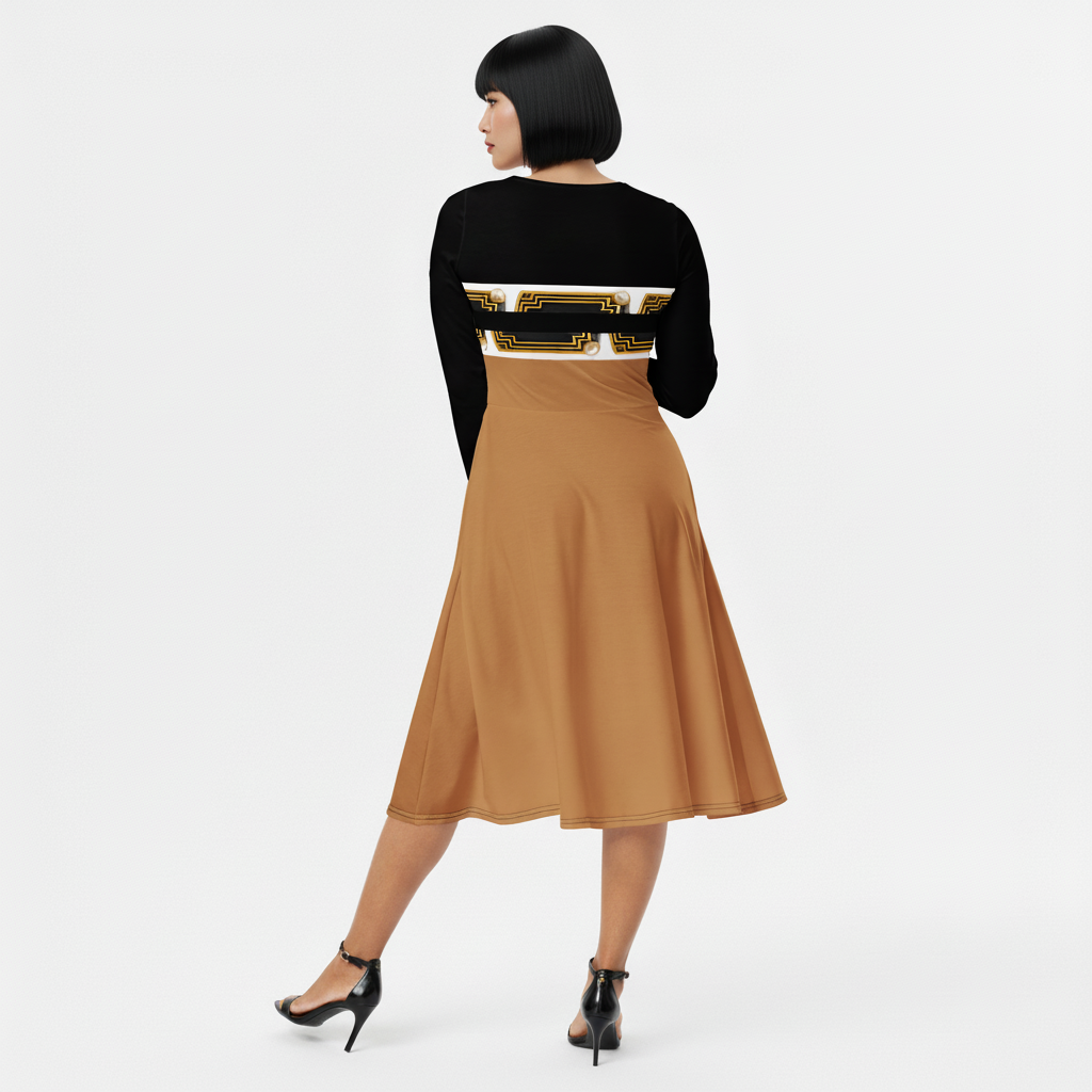 Egyptian Pharaoh Midi Dress - Black