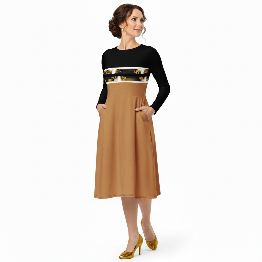Egyptian Pharaoh Midi Dress - Black