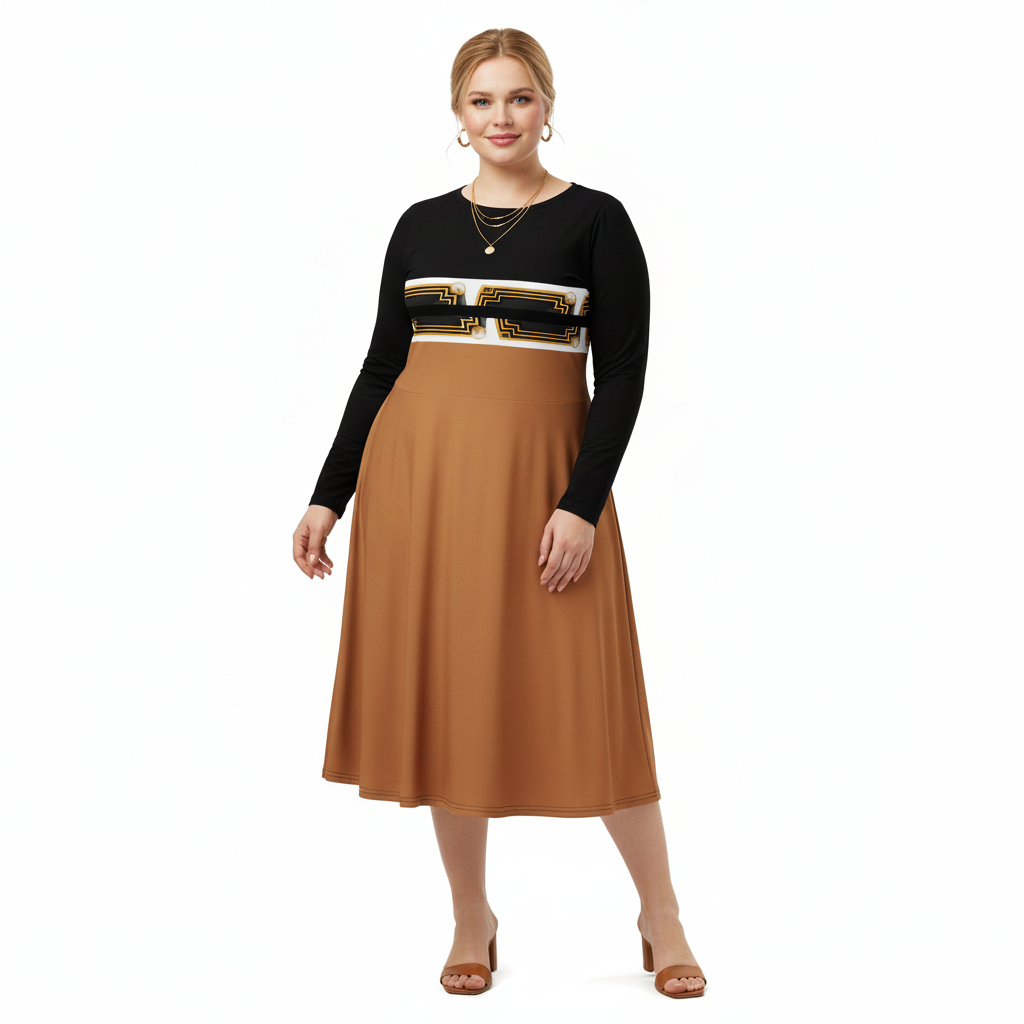 Egyptian Pharaoh Midi Dress - Black