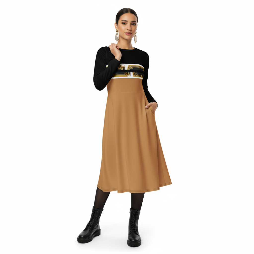 Egyptian Pharaoh Midi Dress - Black