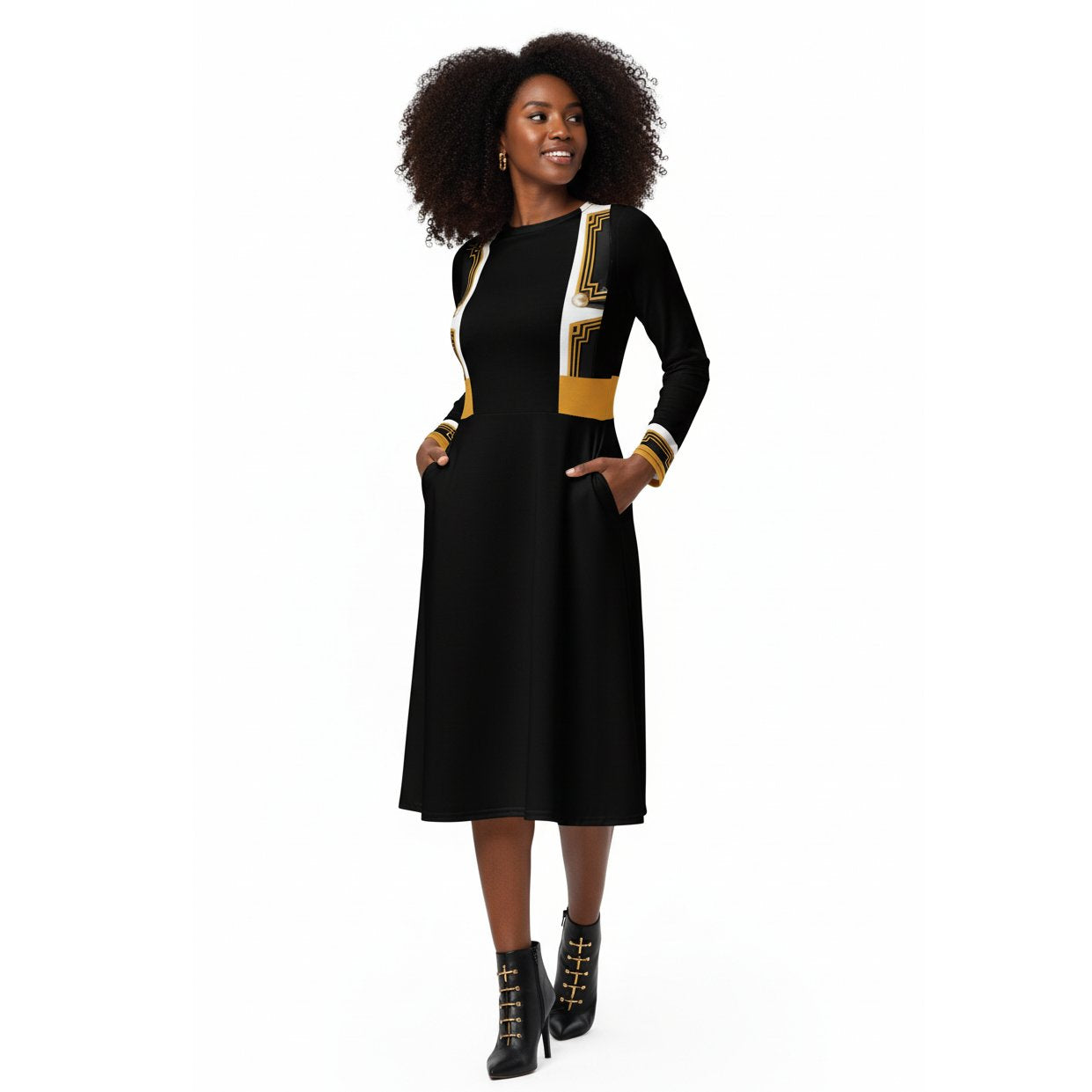Metropolis Geometric Strap Midi Dress