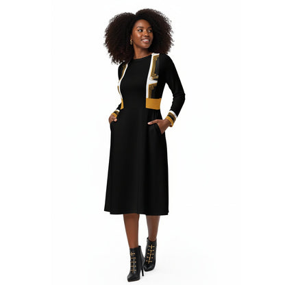 Metropolis Geometric Strap Midi Dress