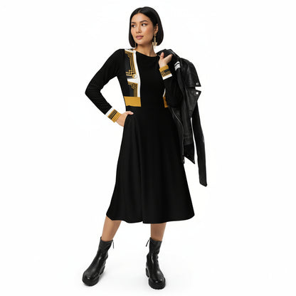 Metropolis Geometric Strap Midi Dress