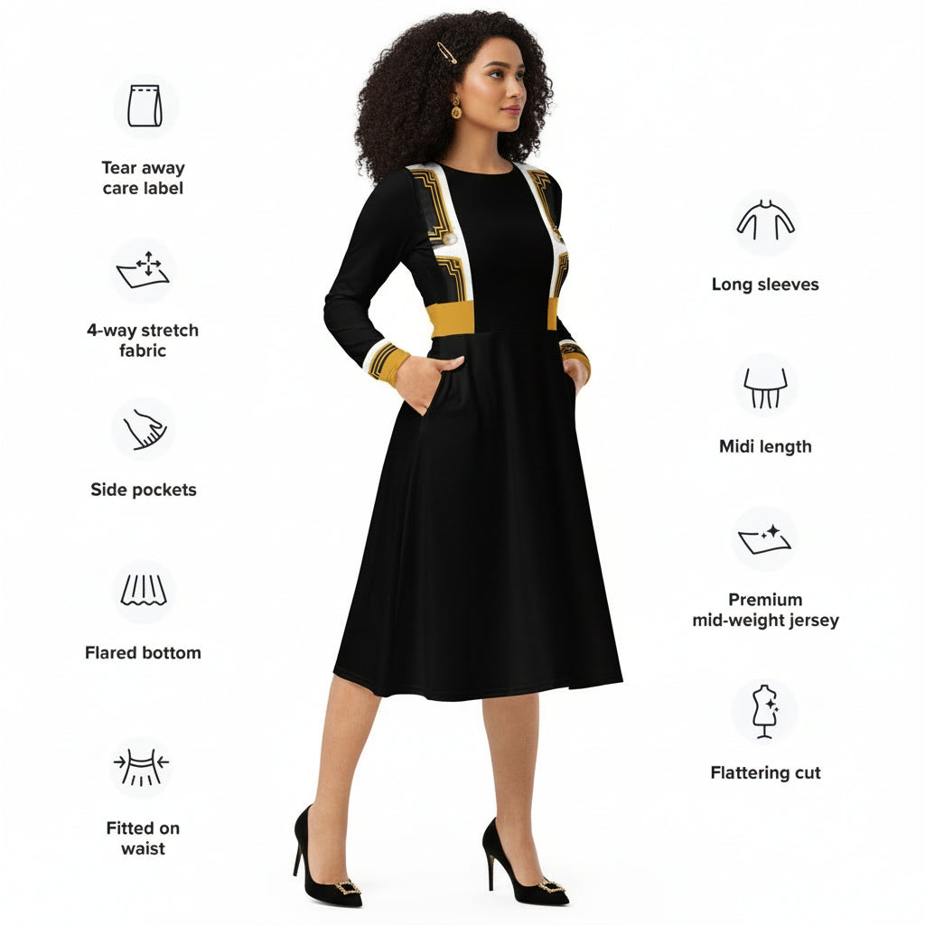 Metropolis Geometric Strap Midi Dress