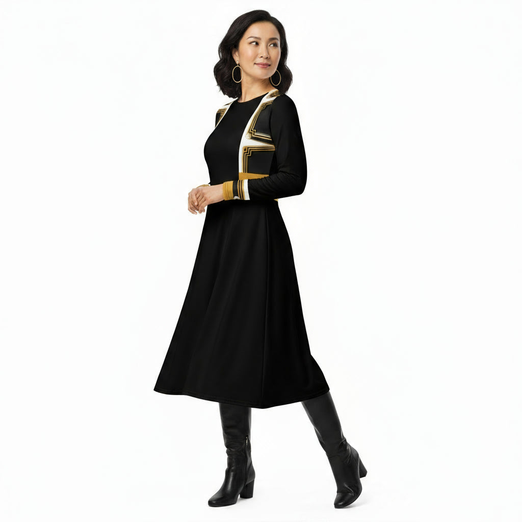 Metropolis Geometric Strap Midi Dress