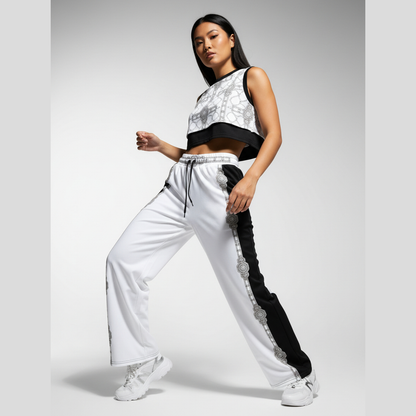 Unisex Monochrome Wide-leg joggers - White