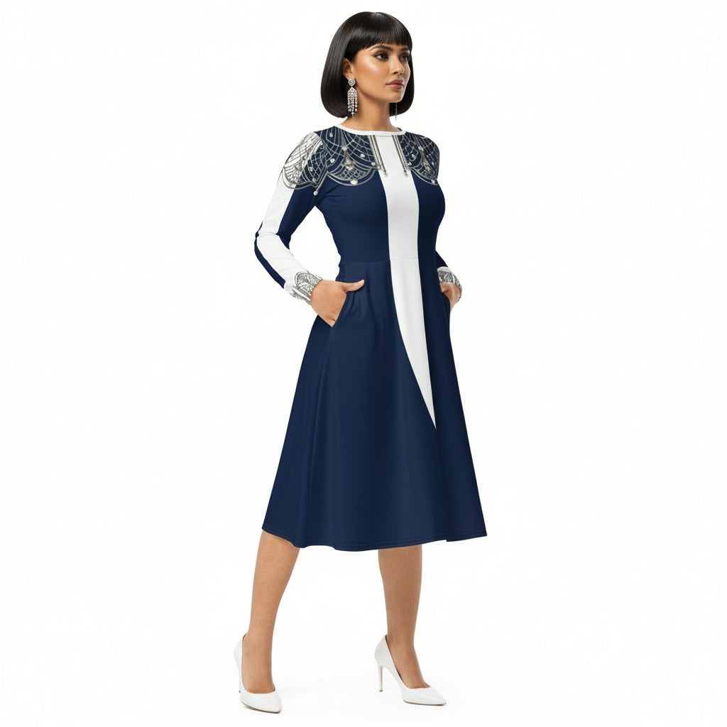 1920 Beaded Collar Midi Dress