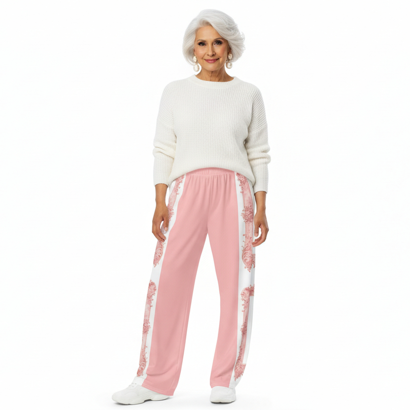 Unisex Pink Baroque Wide-Leg Pants