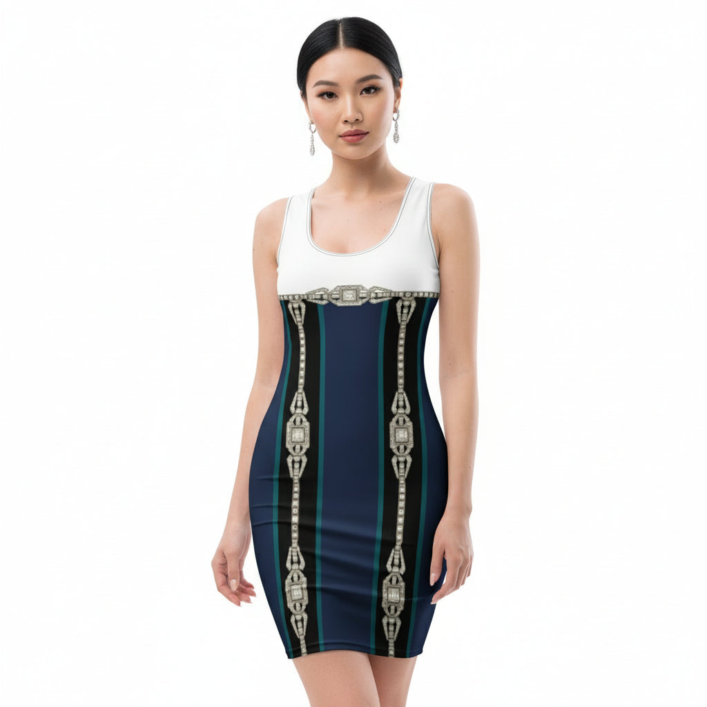 Striped UPF50+ Bodycon dress