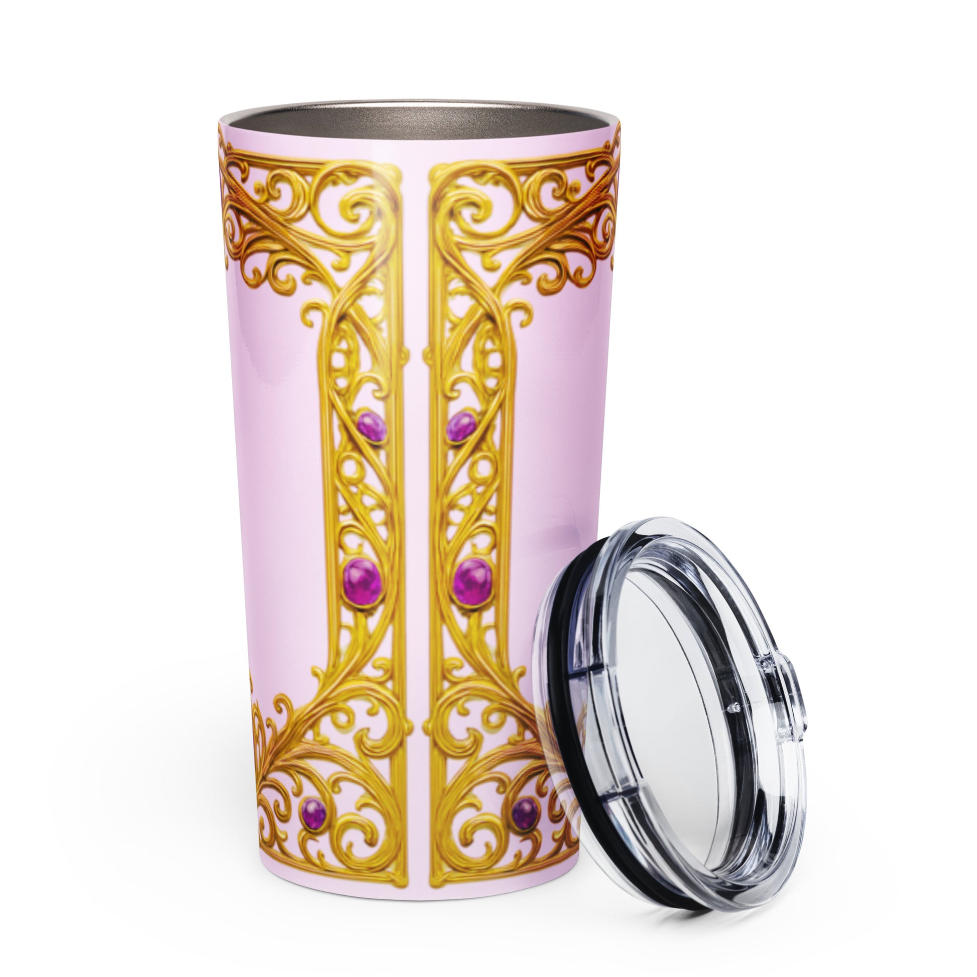 Ornate Tapered Stainless Steel Tumbler