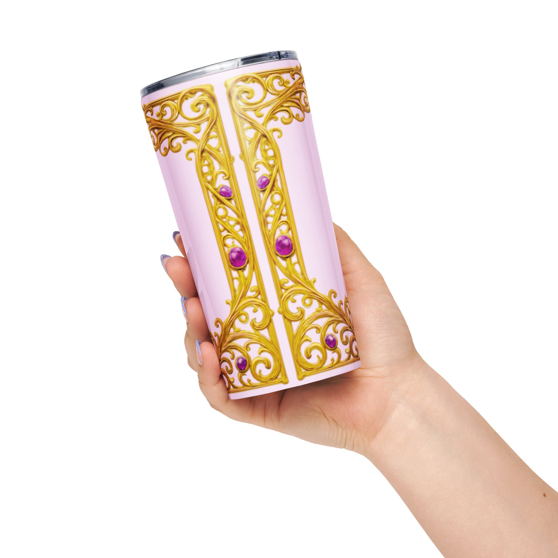 Ornate Tapered Stainless Steel Tumbler