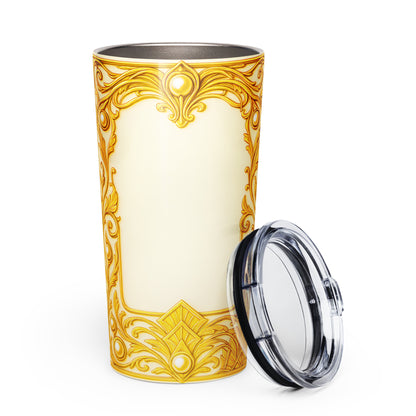 Ornate Tapered Stainless Steel Tumbler Yellow