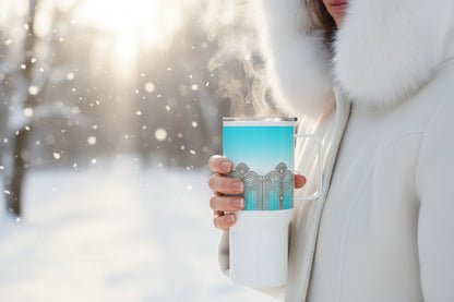 Sky Blue Art Deco Tumbler With Handle