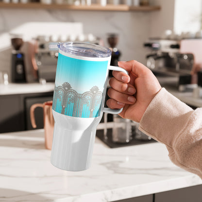 Sky Blue Art Deco Tumbler With Handle