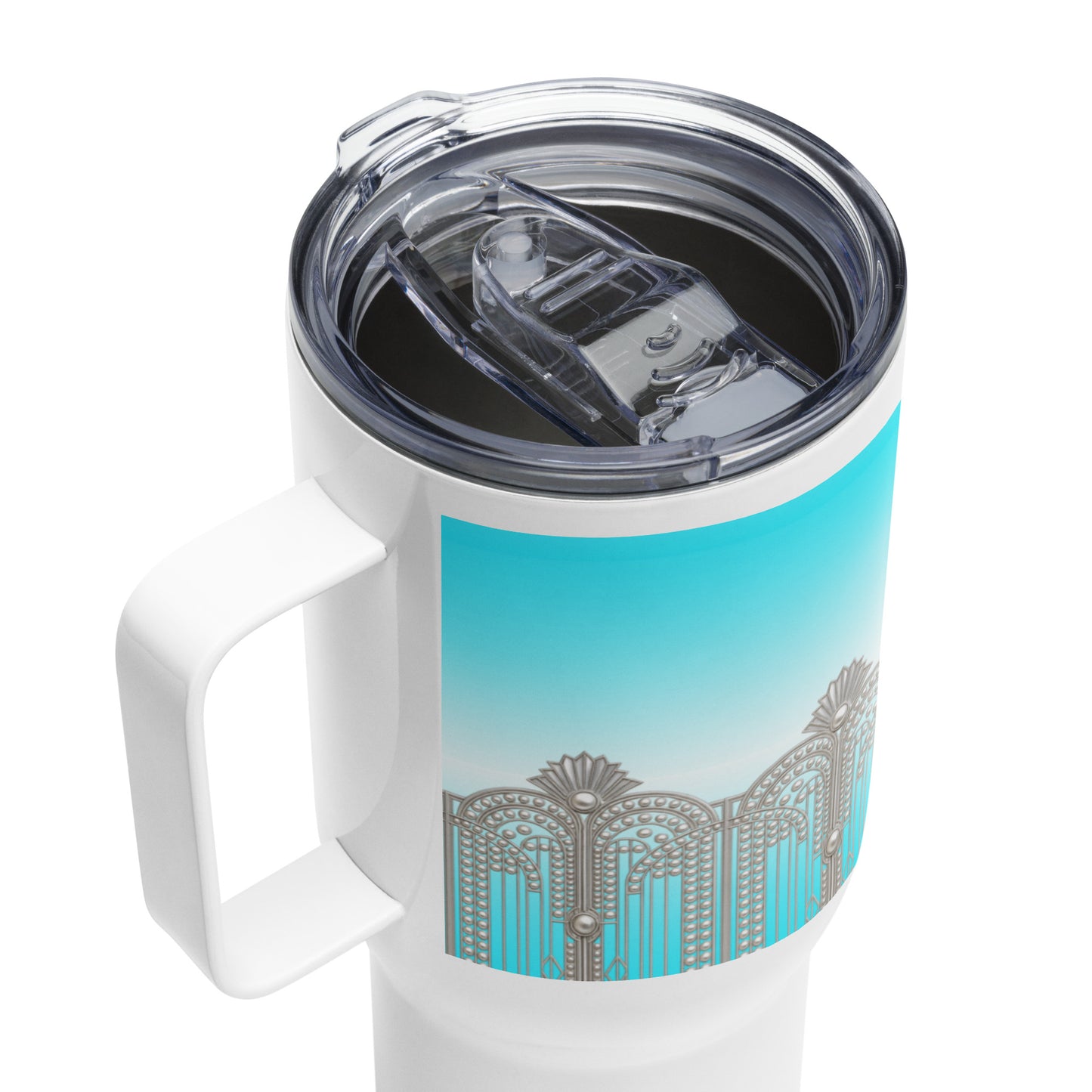 Sky Blue Art Deco Tumbler With Handle