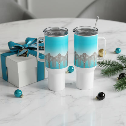 Sky Blue Art Deco Tumbler With Handle