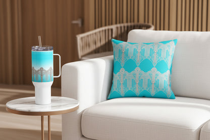 Sky Blue Art Deco Tumbler With Handle