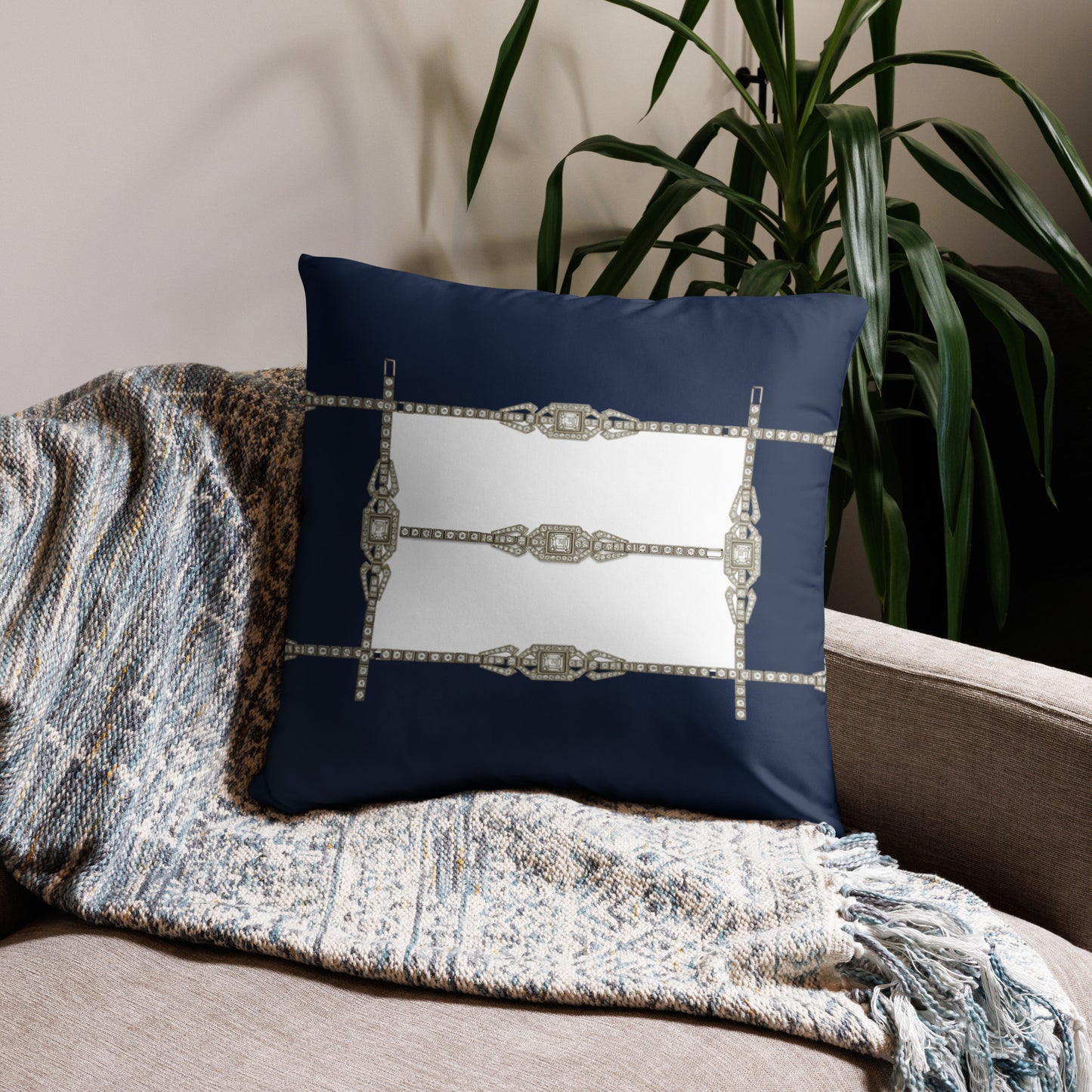 Art Deco Rhinestone Decorative Cushion Cover