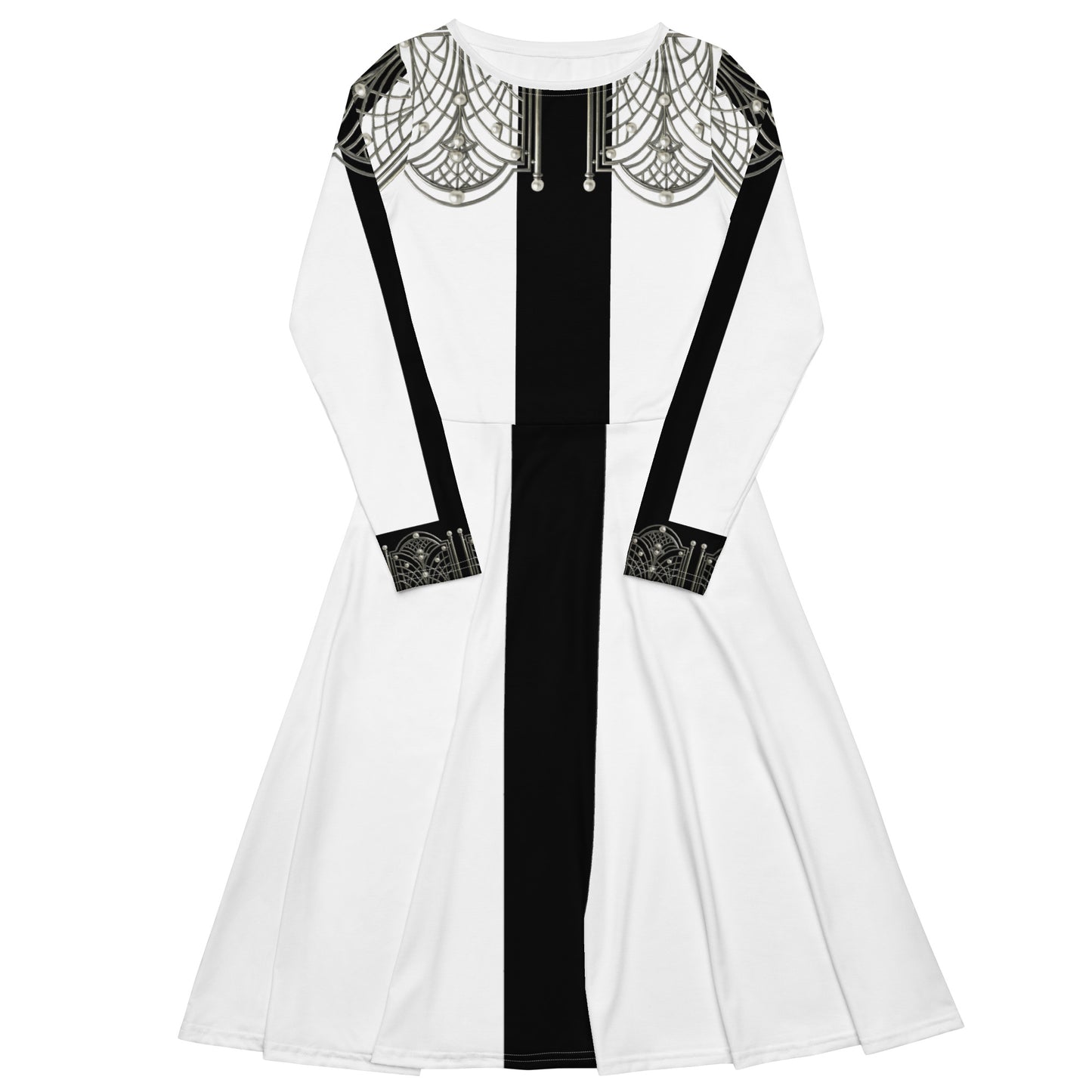 1920 Beaded Collar Midi Dress White