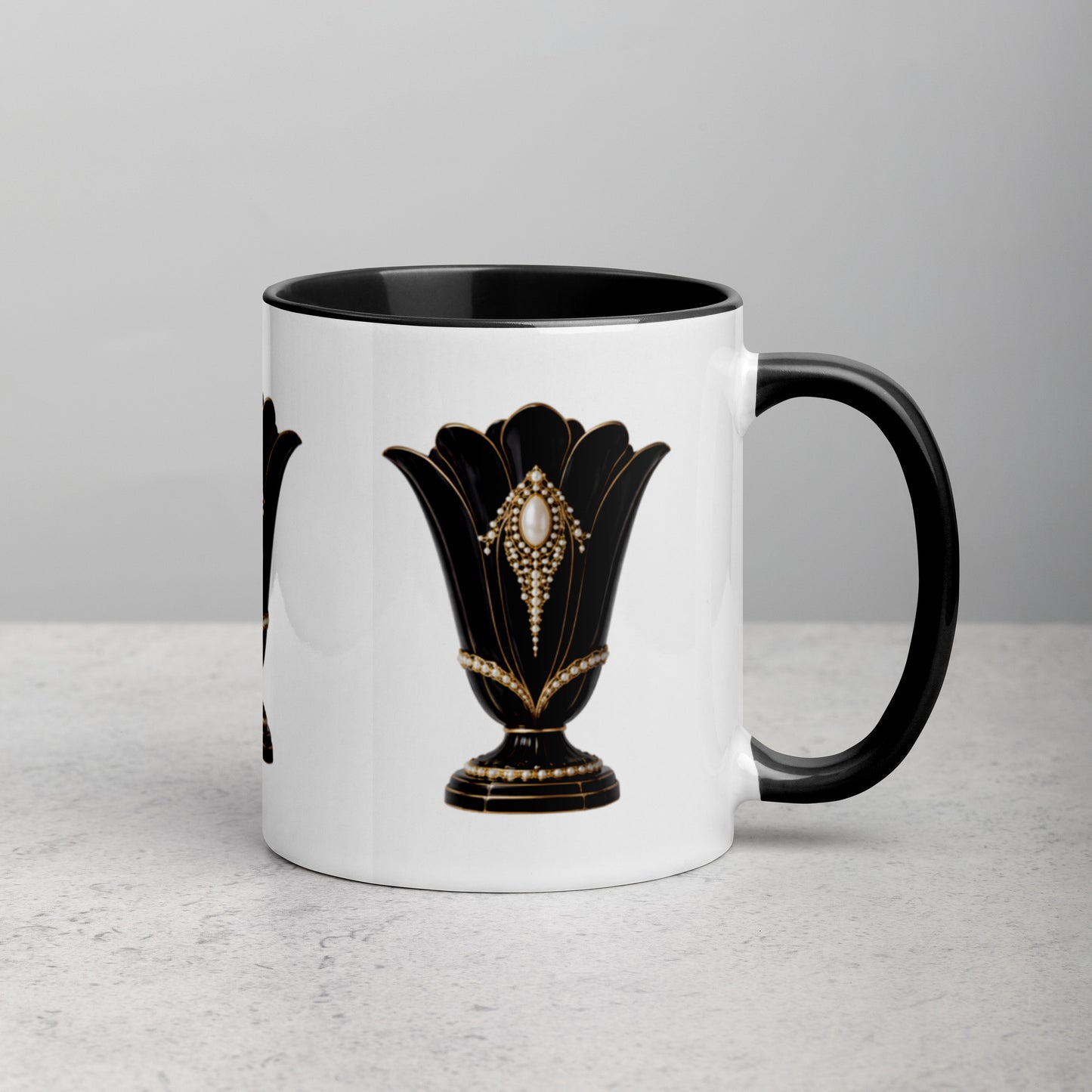 Art Deco Glossy Mug - Black Swan 11 oz White