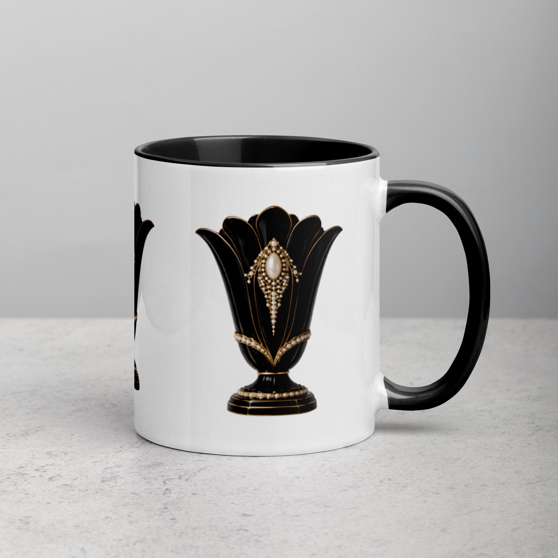 Art Deco Glossy Mug - Black Swan 11 oz White