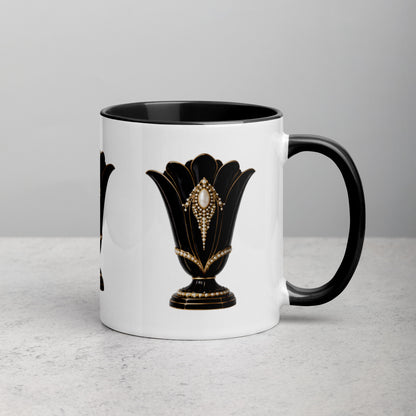 Art Deco Glossy Mug - Black Swan 11 oz White