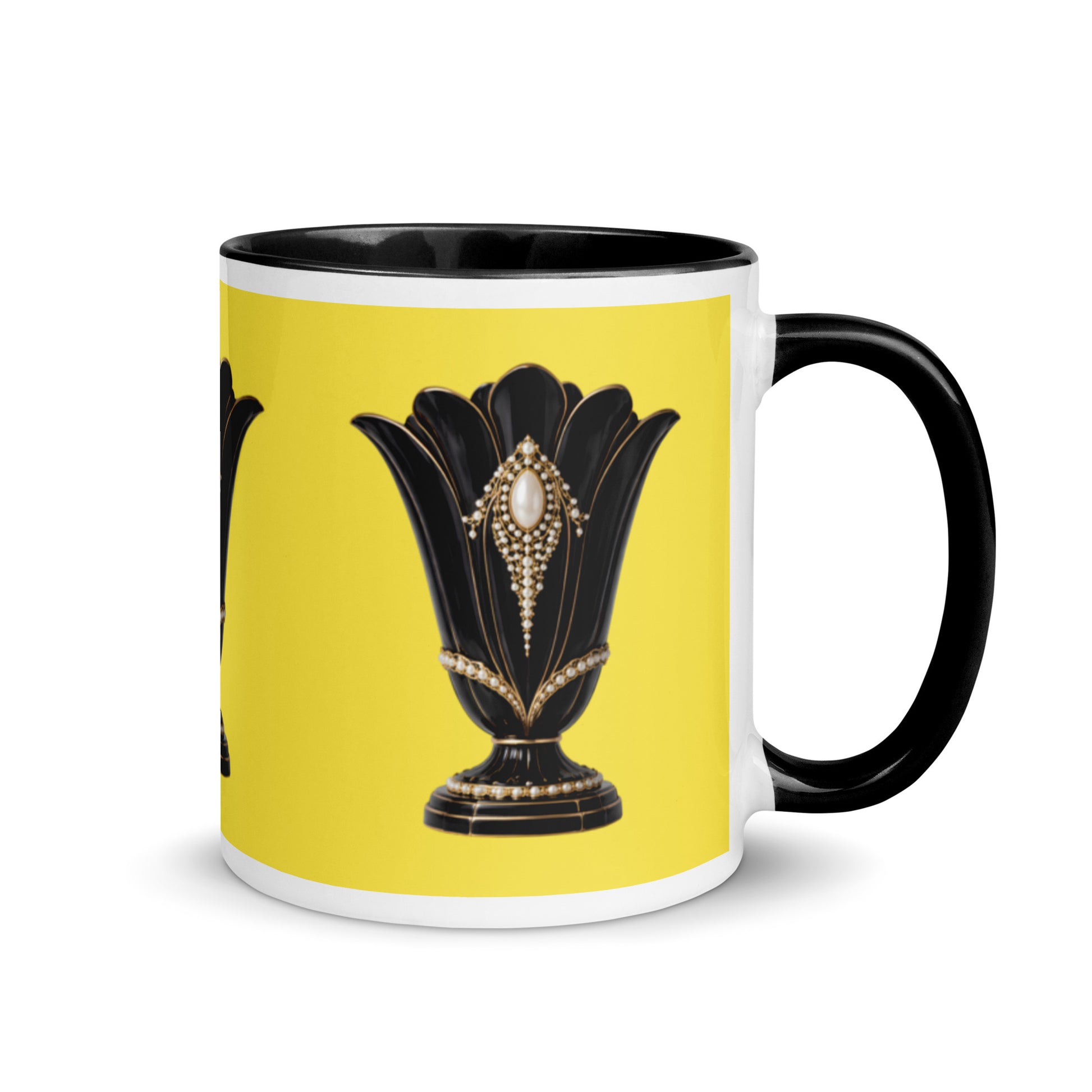 Art Deco Glossy Mug - Black Swan 11 oz Yellow