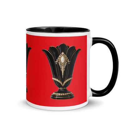 Art Deco Glossy Mug - Black Swan 11 oz Red