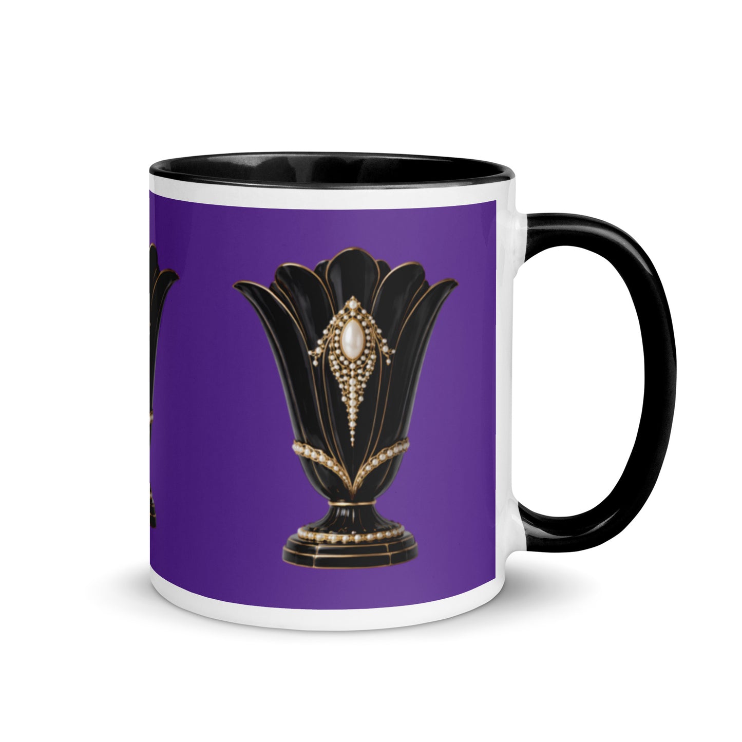 Art Deco Glossy Mug - Black Swan 11 oz Purple