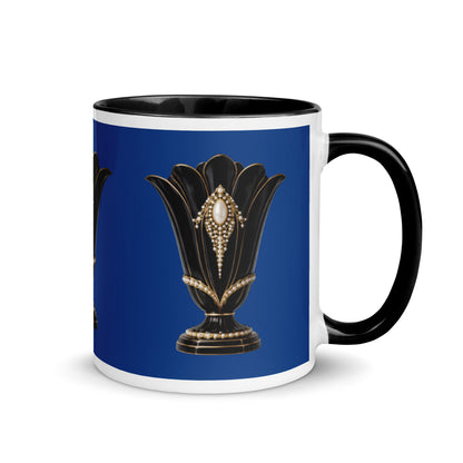 Art Deco Glossy Mug - Black Swan 11 oz Blue